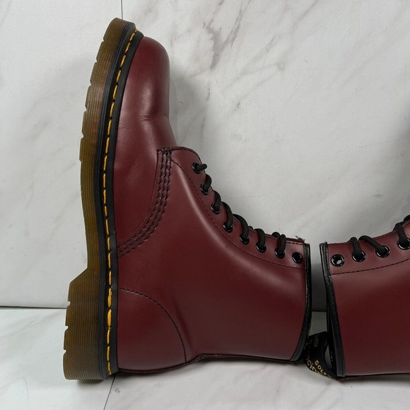 Doc Dr Martens 1460 Womens Size 8 Oxblood Burgundy Leather Combat Ankle Boots - Picture 10 of 14